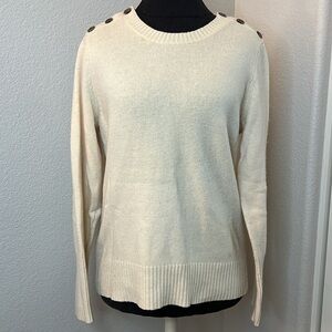 J. Crew Alexia Crewneck Wool Cashmere Blend Button Shoulder Sweater Size XL